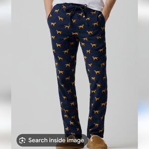 J Crew Men's Navy Golden Retriever Flannel Pajama Pants Novelty Lounge Sleep Sm